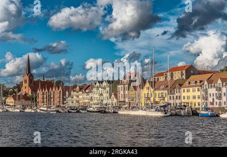 Soenderborg seafront with street life, Als Denmark Stock Photo