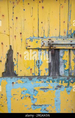 The locked yellow door Stock Photo