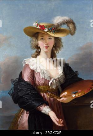 Elisabeth Vigee Le Brun (1755-1842), Self Portrait in a Straw Hat, painting in oil on canvas, after 1782 Stock Photo