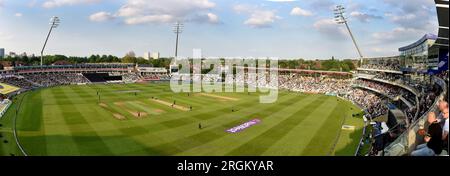 Panoramic view of Edgbaston Cricket ground during Birmingham Bears limited overs match Stock Photo