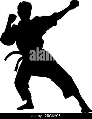 Karate man fighter silhouette. Vector illustration Stock Vector