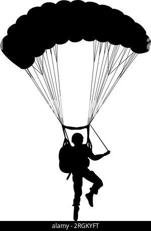 Skydiver flying with parachute silhouette. Vector illustration Stock Vector