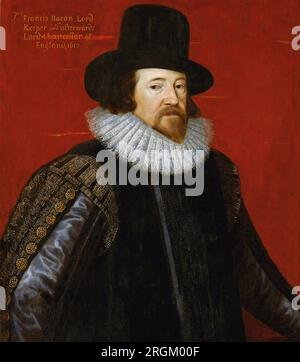 FRANCIS BACON  (1561-1626)  English statesman and philosopher in the 1617 painting by Paul van Somer Stock Photo