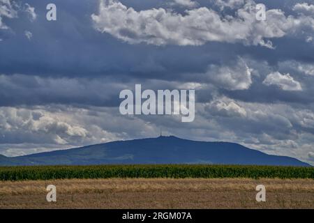 storm clouds in the dark summer sky Lower Silesia Poland Sleza Mount Stock Photo