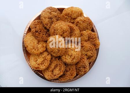 Anarsa which is an authentic sweet snack especially made in the festive season like Diwali in Maharashtra, it is also made in Marathi cultured adhik m Stock Photo