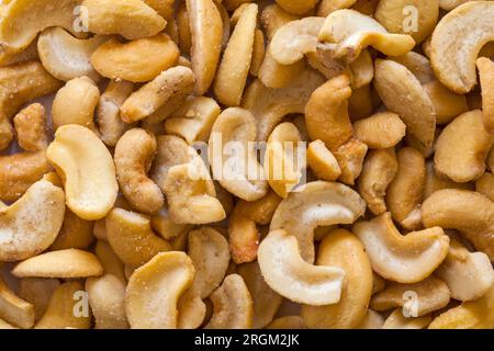 Roasted & Salted Cashews nuts spread Stock Photo