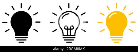Light bulb icons. Ideas, solution, electricity symbol. Vector illustration isolated on white background Stock Vector