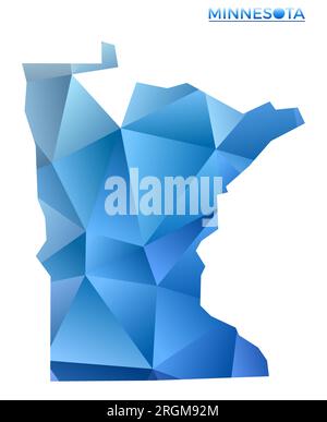 Polygonal map of Minnesota. Geometric illustration of the US state in ...
