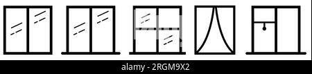 Window icon set. Vector illustration isolated on white background Stock Vector