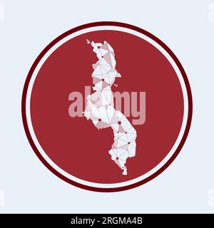 Malawi icon. Trendy tech logo of the country. Geometric mesh round design. Technology, internet, network, telecommunication concept. Stock Vector