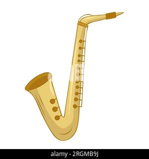 The saxophone a musical instrument. hand drawn Color vector illustration isolated on a white background Stock Vector