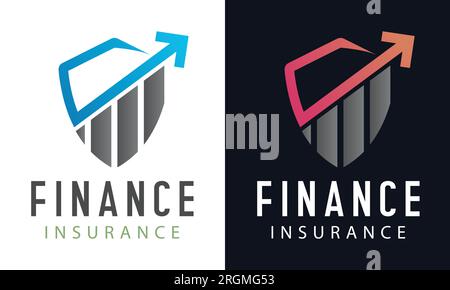 Business and Finance Marketing Logo Design Finance Insurance Growth Chart Vector Tech Shield Stock Vector