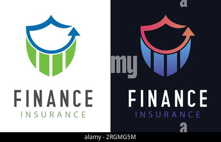 Business and Finance Marketing Logo Design Finance Insurance Growth Chart Vector Tech Shield Stock Vector