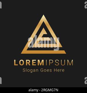Luxury Initial Letter E Monogram Text Letter Logo Design E with Triangle Shape Stock Vector