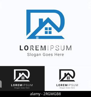 Initial Letter D with Building Logo Design Letter D Real Estate Logotype Stock Vector
