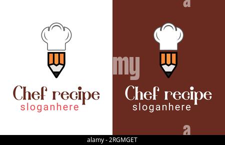 Chef Recipe Logo Design Chef Cap with Pencil Logotype Stock Vector