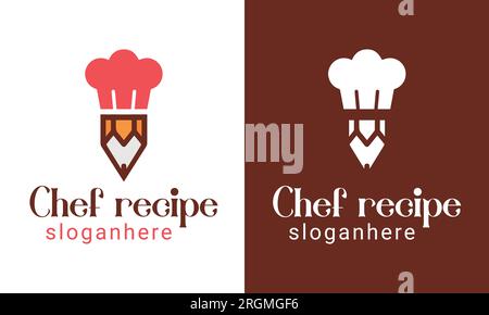 Chef Recipe Logo Design Chef Cap with Pencil Logotype Stock Vector