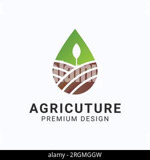 Water Drop Agriculture Land Scape Logo Design Nature Farm Rural Logotype Stock Vector