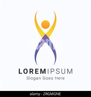 abstract human posture dance sports logo vector template for your brand success and achievement Stock Vector