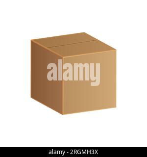Cardboard box realistic vector illustration isolated on white background Stock Vector