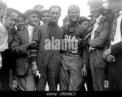 Vintage Auto Racing: Race car drivers after a race at Benning, Maryland ca. 1916 Stock Photo