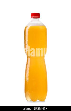 Craft draft light beer in a transparent plastic bottle, isolated on a white background. Stock Photo