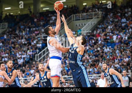 Athens, Lombardy, Greece. 10th Aug, 2023. 33 ACHILLE POLONARA of Italy during the Aegean Acropolis Tournament match between Greece and Italy at Oaka Stadium on August 10, 2023, in Athens, Greece. (Credit Image: © Stefanos Kyriazis/ZUMA Press Wire) EDITORIAL USAGE ONLY! Not for Commercial USAGE! Stock Photo