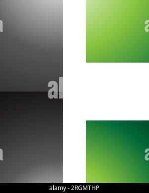 Black and Green Rectangular Glossy Letter C Icon on a White Background Stock Vector