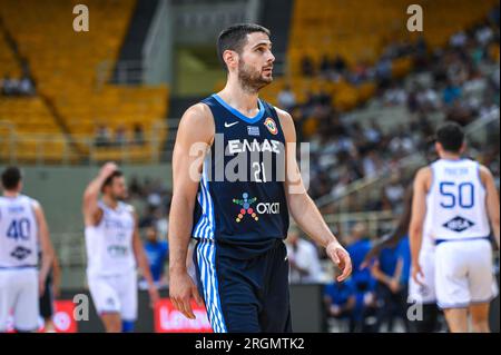 Athens, Lombardy, Greece. 10th Aug, 2023. 21 IOANNIS PAPAPETROU of Greece during the Aegean Acropolis Tournament match between Greece and Italy at Oaka Stadium on August 10, 2023, in Athens, Greece. (Credit Image: © Stefanos Kyriazis/ZUMA Press Wire) EDITORIAL USAGE ONLY! Not for Commercial USAGE! Stock Photo