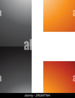 Black and Orange Rectangular Glossy Letter C Icon on a White Background Stock Vector