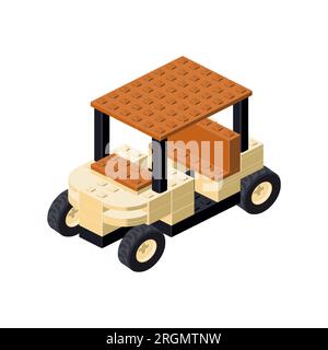 Golf cart in isometry isolated on white background. Vector Stock Vector