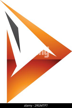 Black and Orange Glossy Spiky Triangular Letter D Icon on a White Background Stock Vector