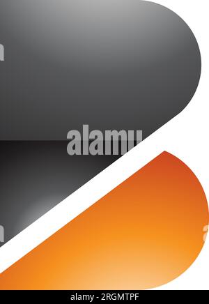 Black and Orange Bold Glossy Letter B Icon on a White Background Stock Vector