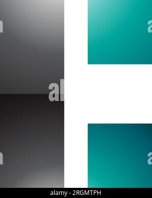 Black and Persian Green Rectangular Glossy Letter C Icon on a White Background Stock Vector