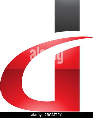 Red and Black Glossy Bold Curvy Shaped Letter U Icon on a White ...