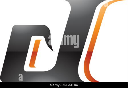 Black and Orange Glossy Lowercase Italic Letter D Icon on a White Background Stock Vector