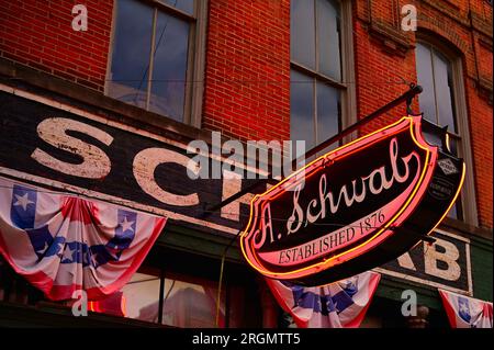 Neon Signs along Beale Street in Memphis Stock Photo