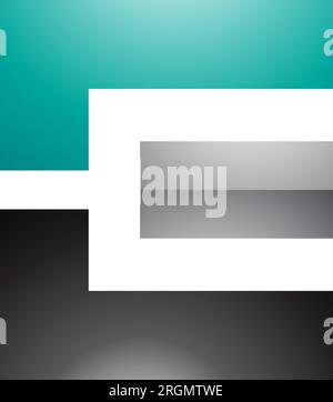 Black Green and Grey Glossy Rectangular Letter E Icon on a White Background Stock Vector
