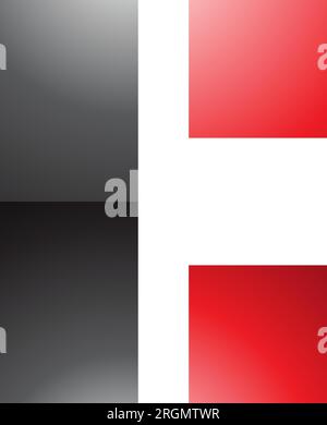 Black and Red Rectangular Glossy Letter C Icon on a White Background Stock Vector