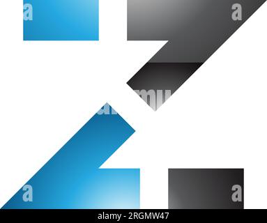 Blue and Black Glossy Dotted Line Shaped Letter Z Icon on a White Background Stock Vector