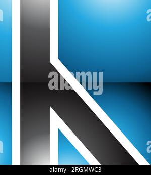 Blue and Black Glossy Letter H Icon with Straight Lines on a White Background Stock Vector