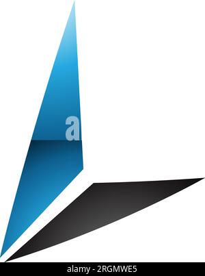 Blue and Black Glossy Letter L Icon with Triangles on a White Background Stock Vector