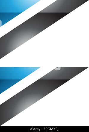 Blue and Black Glossy Triangular Flag Shaped Letter B Icon on a White Background Stock Vector