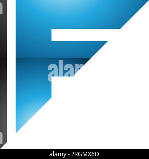 Blue and Black Triangular Glossy Letter F Icon on a White Background Stock Vector