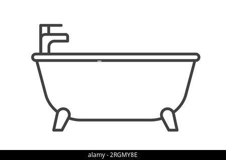 black outline bathtub icon- vector illustration Stock Vector