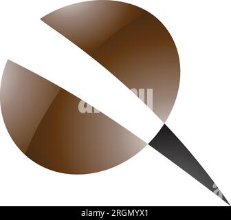 Brown and Black Glossy Screw Shaped Letter Q Icon on a White Background Stock Vector
