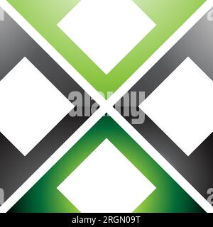Green and Black Glossy Arrow Square Shaped Letter X Icon on a White Background Stock Vector