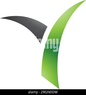 Green and Black Glossy Grass Shaped Letter Y Icon on a White Background Stock Vector