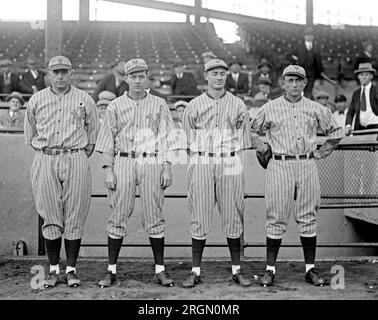 New York Giants pitchers, Jack Bentley, Hugh McQuillan, Virgil Barnes, Nebb (or Art Nehf) ca. 1924 Stock Photo