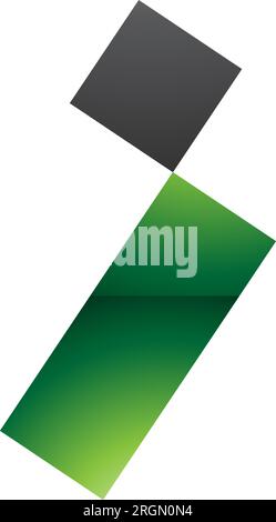Green and Black Glossy Letter I Icon with a Square and Rectangle on a White Background Stock Vector